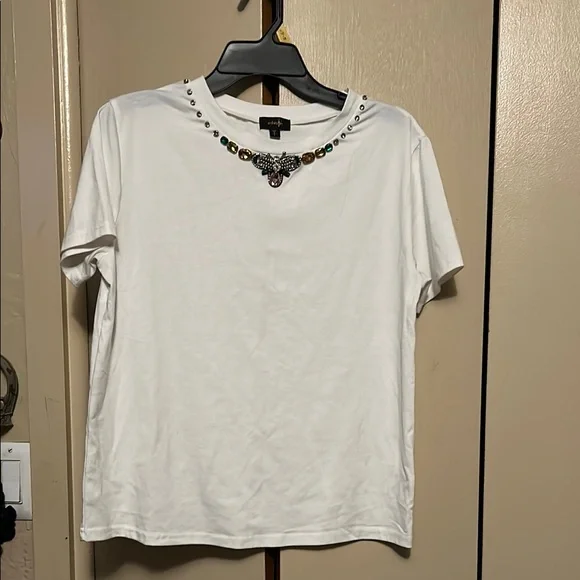 Ontwellth White Embellished Short Sleeve Tee - Picture 1 of 5